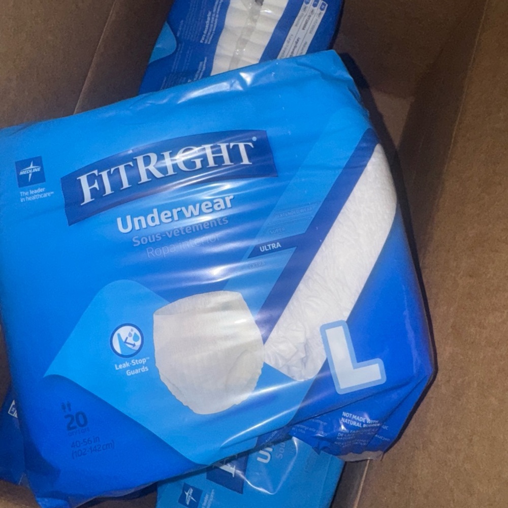 FitRight Ultra Underwear Adult  Briefs 80Ct Size Large 40 to 56 in.  NEW Unisex